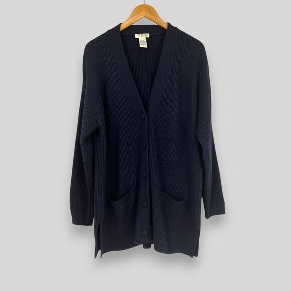 Vintage Yarnworks Navy Blue Longline Cardigan Sweater Size 1X - Picture 1 of 5